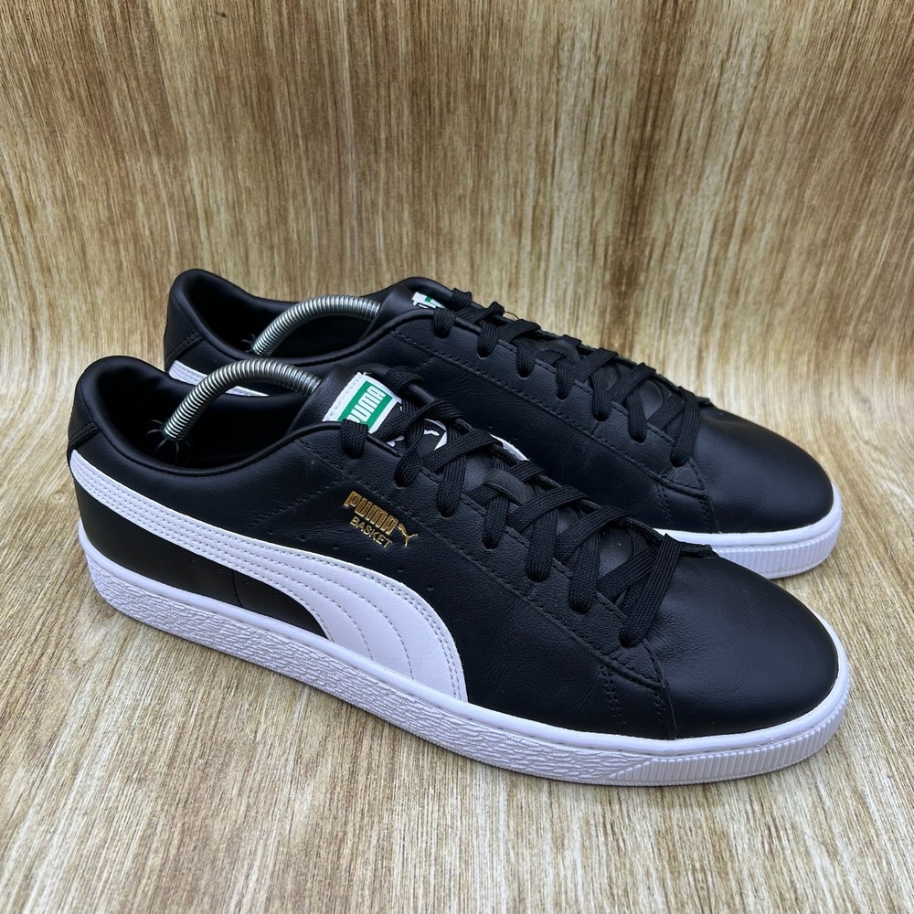 Puma Basket 21 Classic Sneakers Men's Size 11.5 Black White Leather 374923-04